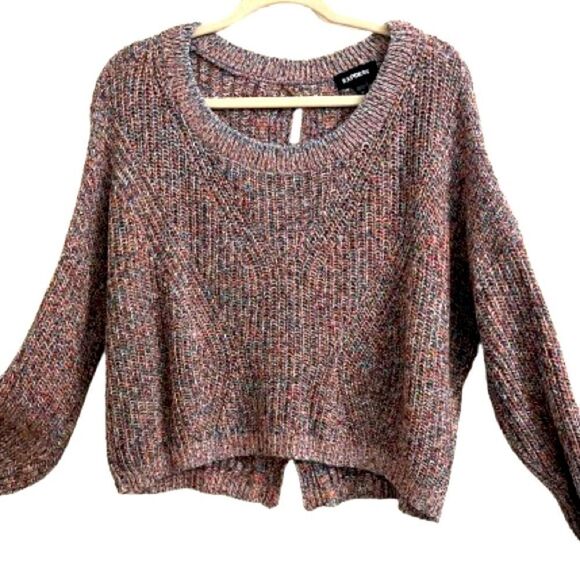 Express Colorful Crew Neck Sweater with Relaxed Fit and Chunky Knit - Picture 1 of 5